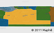 Political Panoramic Map of Ajdabiya (Agedabia), darken