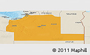 Political Panoramic Map of Ajdabiya (Agedabia), shaded relief outside