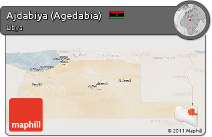 Satellite Panoramic Map of Ajdabiya (Agedabia), lighten