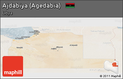 Satellite Panoramic Map of Ajdabiya (Agedabia), lighten