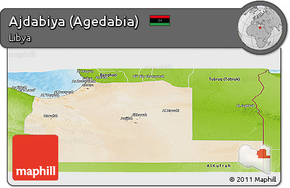 Satellite Panoramic Map of Ajdabiya (Agedabia), physical outside