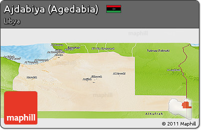 Satellite Panoramic Map of Ajdabiya (Agedabia), physical outside