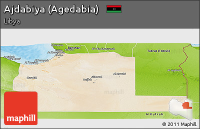 Satellite Panoramic Map of Ajdabiya (Agedabia), physical outside