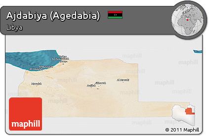 Satellite Panoramic Map of Ajdabiya (Agedabia), single color outside