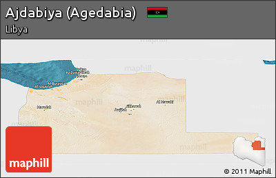 Satellite Panoramic Map of Ajdabiya (Agedabia), single color outside