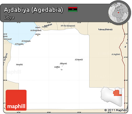 Classic Style Simple Map of Ajdabiya (Agedabia)