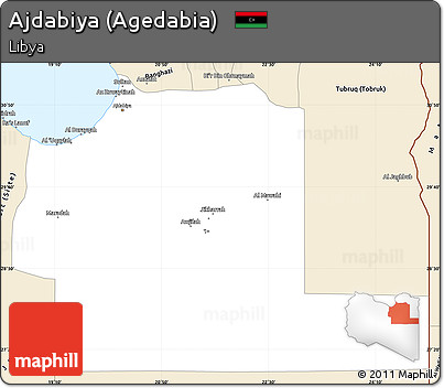 Classic Style Simple Map of Ajdabiya (Agedabia)