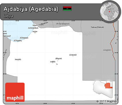 Gray Simple Map of Ajdabiya (Agedabia)