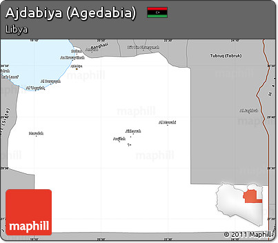 Gray Simple Map of Ajdabiya (Agedabia)