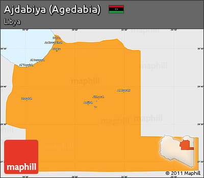 Political Simple Map of Ajdabiya (Agedabia), single color outside