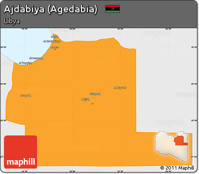 Political Simple Map of Ajdabiya (Agedabia), single color outside