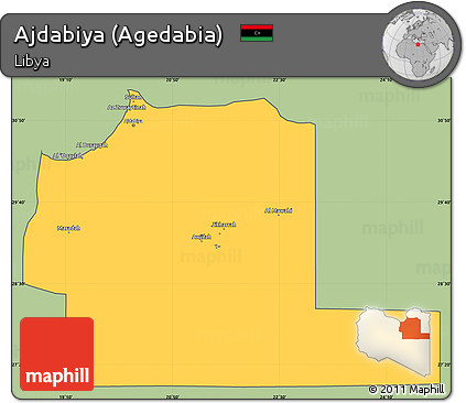 Savanna Style Simple Map of Ajdabiya (Agedabia), cropped outside