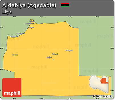 Savanna Style Simple Map of Ajdabiya (Agedabia), cropped outside