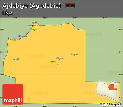 Savanna Style Simple Map of Ajdabiya (Agedabia), cropped outside