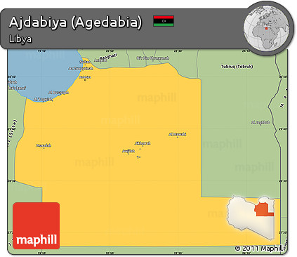 Savanna Style Simple Map of Ajdabiya (Agedabia)