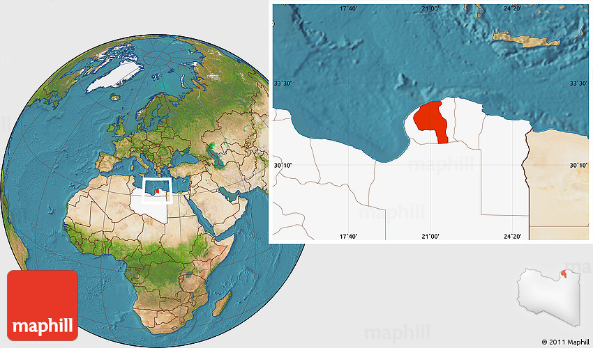 Satellite Location Map of Al Fatah, highlighted country