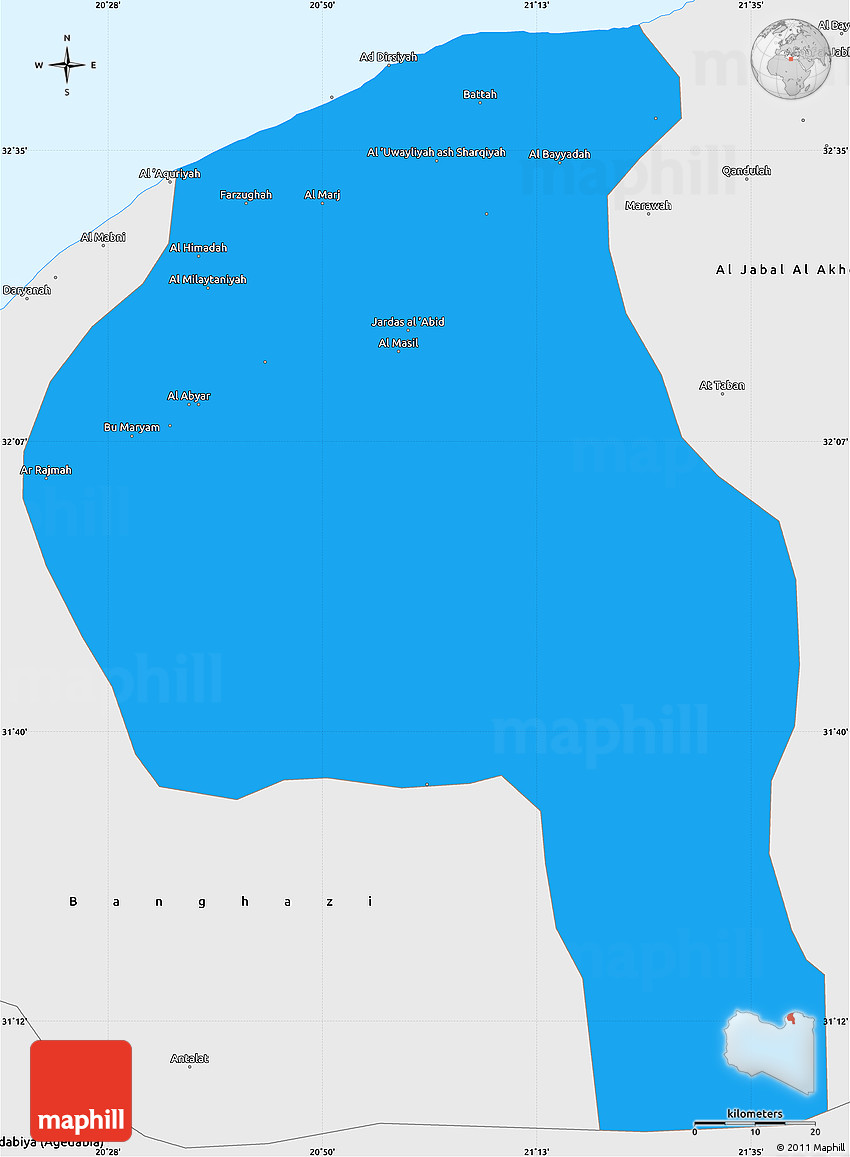 Political Simple Map of Al Fatah, single color outside, borders and labels