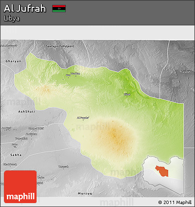 Physical 3D Map of Al Jufrah, desaturated