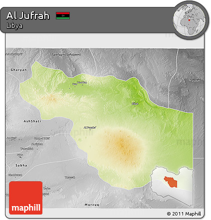 Physical 3D Map of Al Jufrah, desaturated