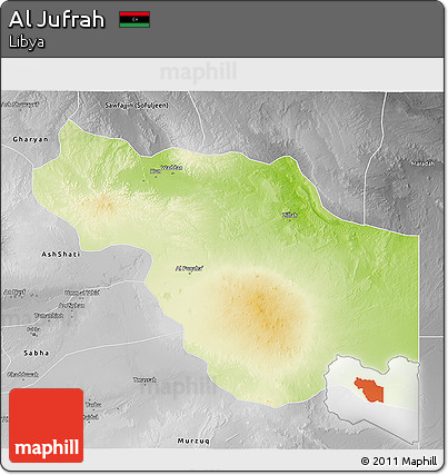 Physical 3D Map of Al Jufrah, desaturated