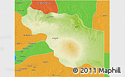 Physical 3D Map of Al Jufrah, political outside