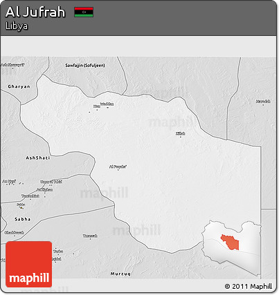 Silver Style 3D Map of Al Jufrah