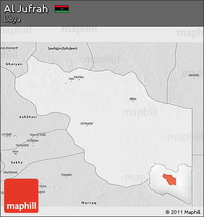 Silver Style 3D Map of Al Jufrah