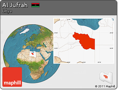 Satellite Location Map of Al Jufrah, highlighted country