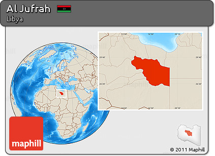 Shaded Relief Location Map of Al Jufrah