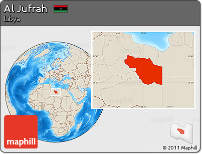 Shaded Relief Location Map of Al Jufrah
