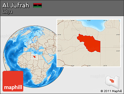 Shaded Relief Location Map of Al Jufrah
