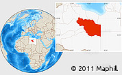 Shaded Relief Location Map of Al Jufrah, highlighted country