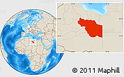Shaded Relief Location Map of Al Jufrah