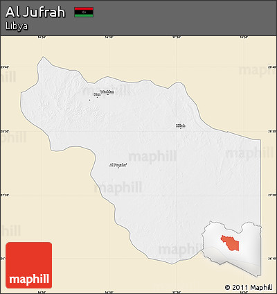 Classic Style Map of Al Jufrah, single color outside