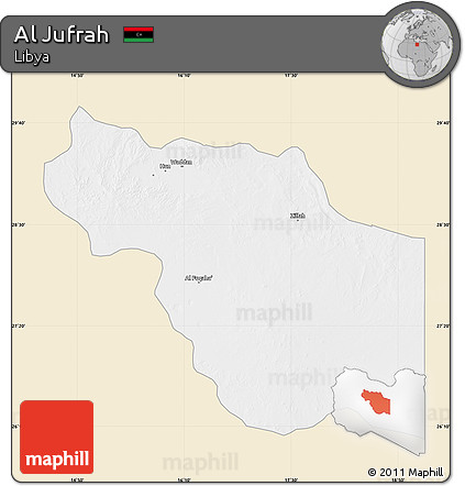 Classic Style Map of Al Jufrah, single color outside