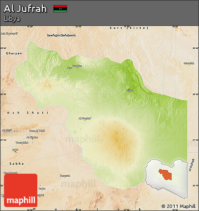 Physical Map of Al Jufrah, satellite outside