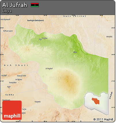 Physical Map of Al Jufrah, satellite outside
