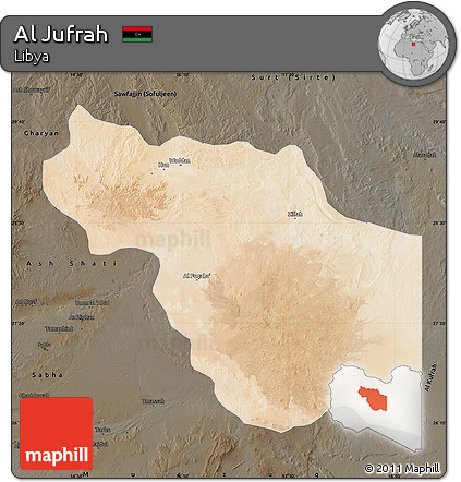 Satellite Map of Al Jufrah, darken