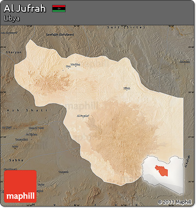 Satellite Map of Al Jufrah, darken