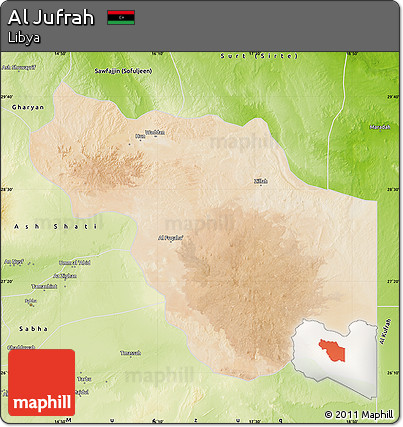 Satellite Map of Al Jufrah, physical outside