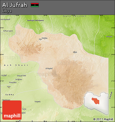 Satellite Map of Al Jufrah, physical outside