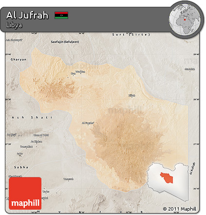 Satellite Map of Al Jufrah, semi-desaturated