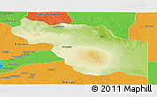Physical Panoramic Map of Al Jufrah, political outside