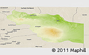 Physical Panoramic Map of Al Jufrah, shaded relief outside