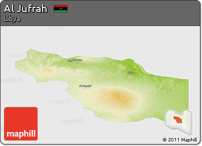 Physical Panoramic Map of Al Jufrah, single color outside