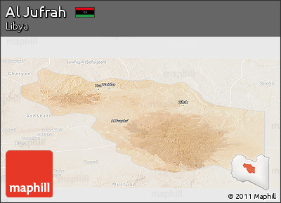 Satellite Panoramic Map of Al Jufrah, lighten