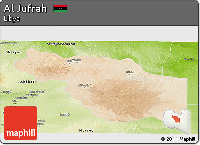 Satellite Panoramic Map of Al Jufrah, physical outside