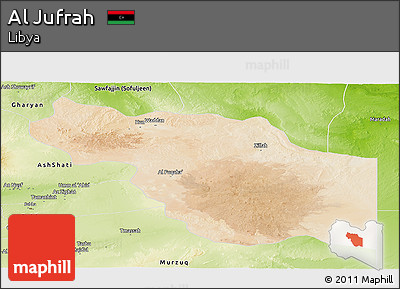 Satellite Panoramic Map of Al Jufrah, physical outside