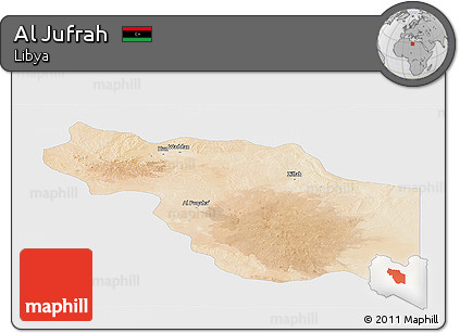 Satellite Panoramic Map of Al Jufrah, single color outside