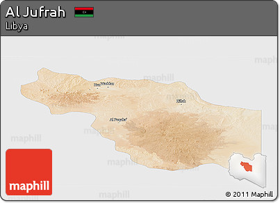 Satellite Panoramic Map of Al Jufrah, single color outside